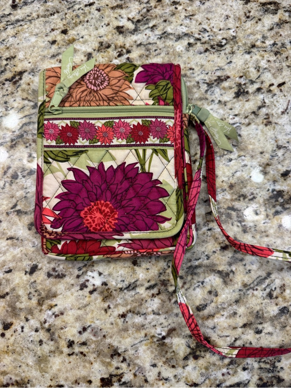 Vera Bradley Floral Quilted Crossbody - Pink, Green & Red Accents